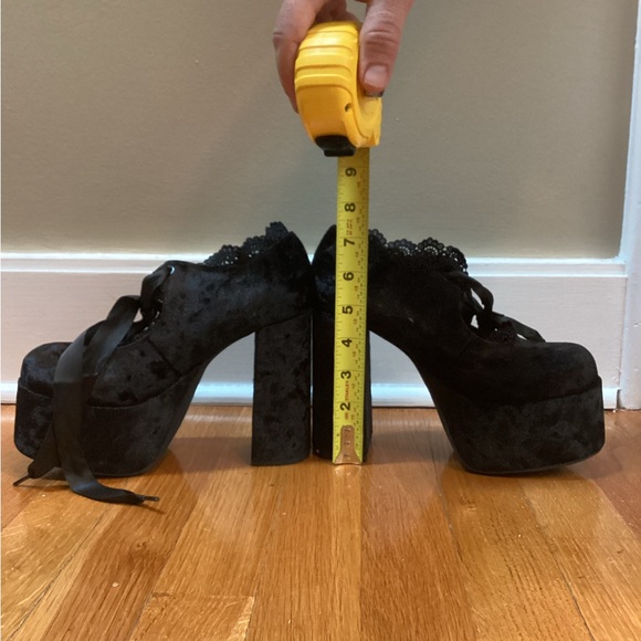 Dolls Kill Black Velvet Platform Heels - Picture 2 of 4